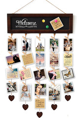 Picture Frames Collage Display Board with 30 Clips, Multi Photos Cards Organizer