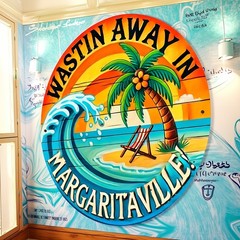 Vintage Tin Metal Sign Style Wasting Time in Margaritaville Wall Art 8×8