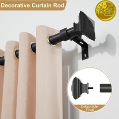Black Curtain Rod-EUPLAR 1 Inch Long Curtain Rod with Decorative Square Finia…