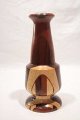 MCM Wooden Vase Colorblock Multi Wood Types Color Black Signed John C Jacof 2/1