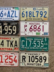 Vintage Canada Decorator Flea Market License Plate Lot AB BC MB OT PEI QC SK