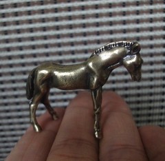 Solid Brass Standing Horse Figurine Vintage Bronze Color Sculpture Shelf Decor