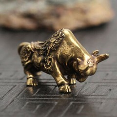 USA Solid Brass Bull Figurine Small Bull Statue House Ornament Animal Figurines