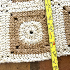 Vtg Retro Handmade Crochet Afghan Granny Square Blanket Beige Cream Boho 36″x49″