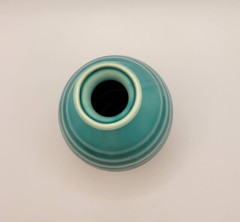 Glossy Teal & Matte Black Colorblock Ceramic Pottery 5″ Small Vase Sake Jug