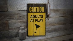 Adults at Play Novelty Distressed Sign, Personalized Wood Sign