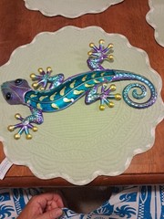 Metal And Glass Lizard Multi-color Wall Art 15 Inches By 7 Inches