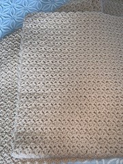 Handmade Crochet Blanket Afghan 78 x 60” Beige Acrylic throw
