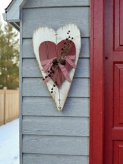 Rustic Wooden Valentine Door Hanger Primitive Heart Decor Farmhouse Country Wa.0