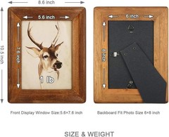 6×8 Wood Picture Frames, Rustic Photo Frame with Real Glass Front,Wall Hanging
