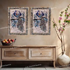 Marble Wall Panel Peacock Art Wall Hanging home decor art & collectibles