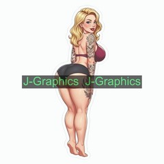 Pinup girl push sticker vinyl decal corset busty cheeky sexy seductive LL