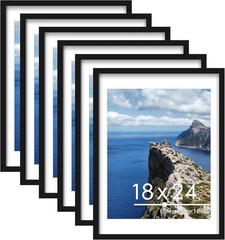 Set of 6 Black 18×24 Poster Frames for Wall Art & Photos, with/without Mat