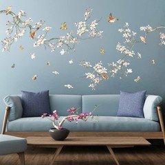 Removable 3D Two Curved Tree Branches Leaves With Colorful Flying Birds Wall …