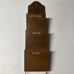 Vintage Goodwood 3 Tier Wood Wall Organizer•Letters Bills Misc Keys Holder