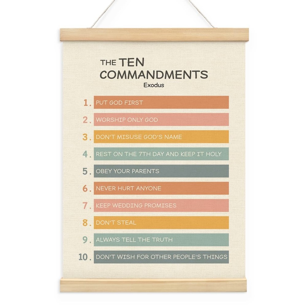 Inspirational Ten Commandments Wall Art Religious Christian Wall Decor Poster