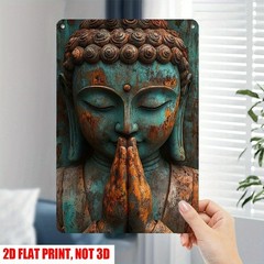 Stone Ancient Buddha Wall Art Poster Meditation Room Home Decor Metal Tin Sign