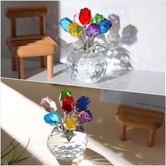 Crystal Gemstone Rose Flower Colourful Rose Bouquet Eternal Ornament Gift