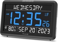 Digital Clock with Date and Day of Week for Seniors – Colorful Large Display