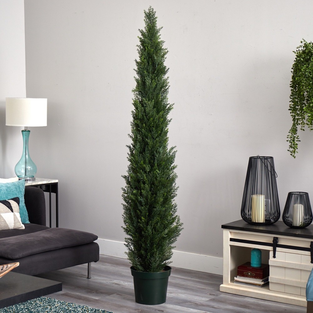 7’ Topiary Cedar Pine Artificial Tree Home Decor UV Indoor/Outdoor. Retail $380