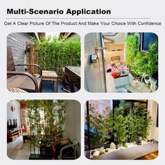 Artificial Bamboo Screen – 39in Solid Wood Base with 16 Thick Faux Stalks &