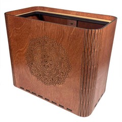 Slim Trash Can – Mandala – Wooden Garbage and Rubbish Bin for Boho Style Bedroom