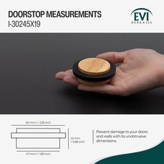 Oak Wood Door Stop Black Rubber 1.85×0.87 Inch Adhesive Smooth Floor 30245X19