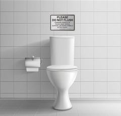 (2 PACK) Do Not Flush Sign for 9 x 6 inches, Brushed Aluminum /Black