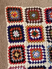 Vintage Handmade Crochet Granny Square Throw Blanket Afghan 50×42 Multicolor