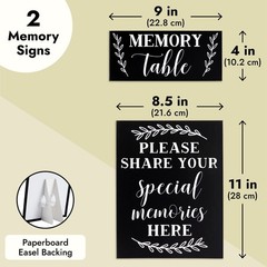Juvale Rectangular Memory Table Signs – Easel for Funeral Medium, Black