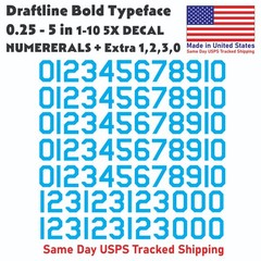 1-10 5x+ DRAFTLINE Outdoor Vinyl Decal Numbers for Mailbox Door Address Lockers