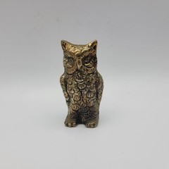 Vintage Solid Brass Owl Figurine Small Desk Ornament 2 Inch