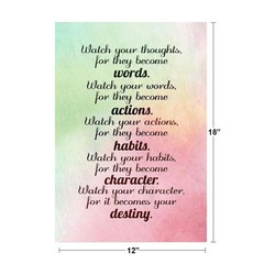 Watch Your Thoughts Watercolor Motivational Poster 12×18