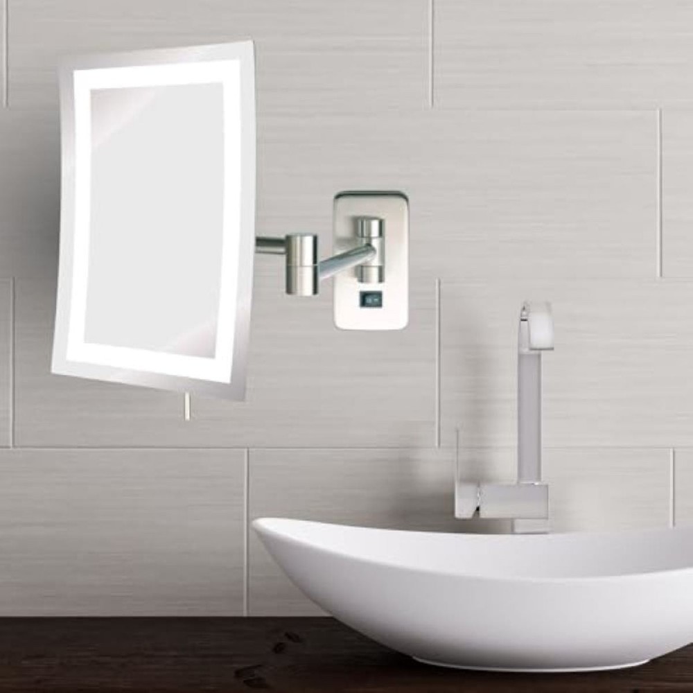 JERDON Rectangular 6.5-Inch x 9-Inch Wall Mount Mirror – Makeup Mirror with 5…