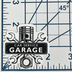 Car Service Garage Vinyl Sticker Die Cut Piston and Wrenches Mechanic Decal