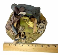 Handcrafted Golfing Sculpture 7in L x 6in W x 4 1/2in H Multi-Color Plaster