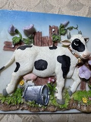 Vintage Ceramic 3D «Milk Cow» Wall Hanging Plaque – 4.75 Inches x 5.75 Inches