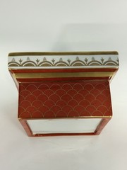 Chelsea House Chinoiserie Style Orange & Gilt Porcelain 2 Piece Urn Planter Vase
