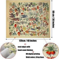 Vintage Flowers Tapestry 48”X36”, Long Vertical Wall Hanging Reference Illustrat