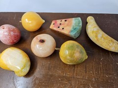Vintage MCM Alabaster Stone Fruit 7 Piece Lot