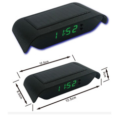 4 in1 Solar Car Dashboard LED Digital Thermometer Clock W/LCD Screen Display ABS
