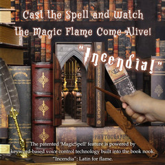DIY Book Nook Kit for Adults, Infinite Magicspell Library Booknook with Flame Il