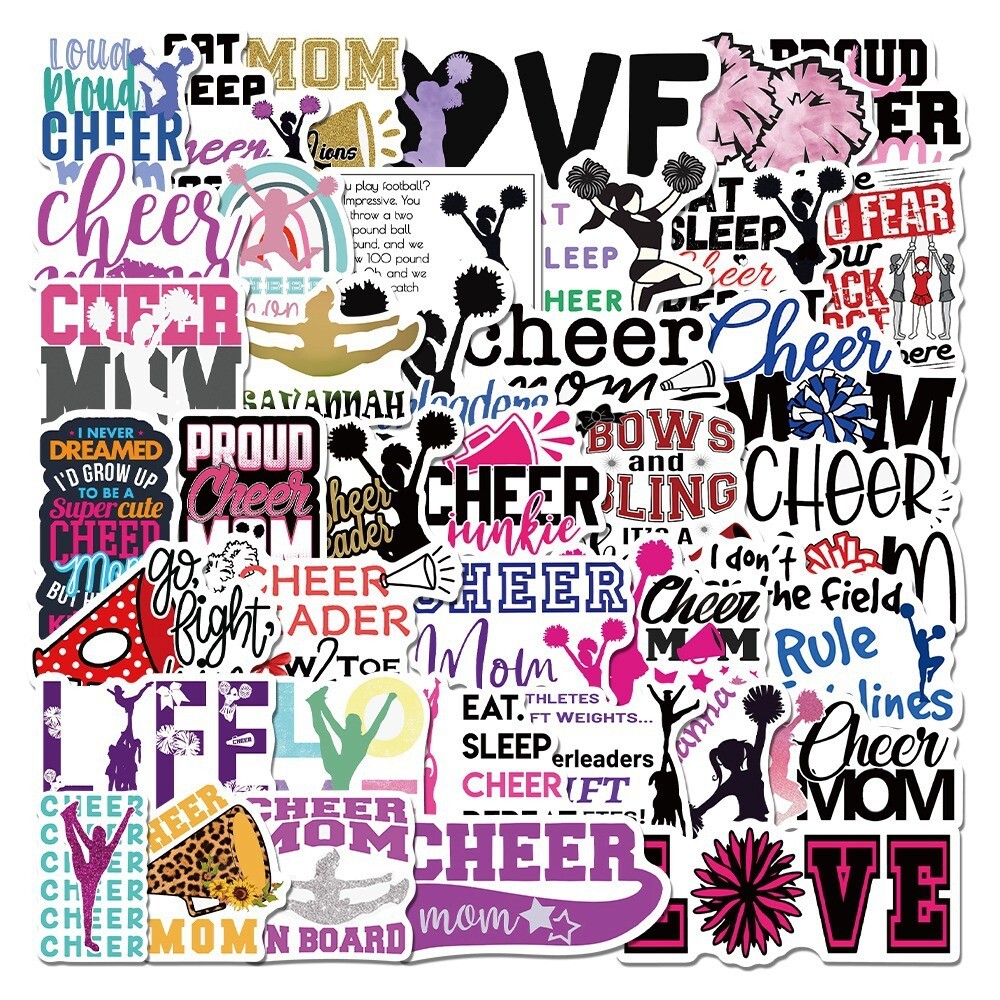 50pcs CHEER MOM Stickers, Cheerleading Cheerleader Stickers, 069