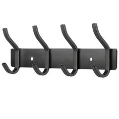 Black Wall Hooks, 12 Inch Coat Rack Wall Mount with 4 Hooks, Wall Hooks Heavy…