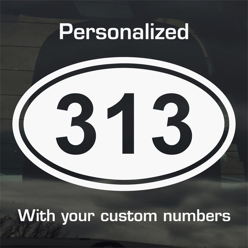 Personalized Area Code or Zip Code 1 Color Custom Oval Vinyl Decal Sticker