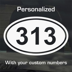 Personalized Area Code or Zip Code 1 Color Custom Oval Vinyl Decal Sticker