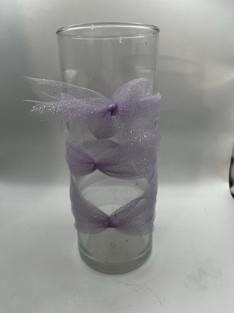 Clear Cylinder Vases 6 Inch With Lavender Tule