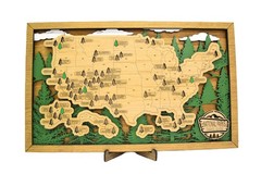 Handmade Wood National Parks Travel Map