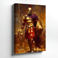Wall Art Spartan Warrior Ancient Greek Soldier Shield Spear Modern Studio Decor