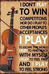 Vintage Violin Tin Sign – Inspirational Wall 8x12x0.1 Inches, metal tin sign